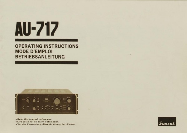 Sansui AU-717 Operating Instructions