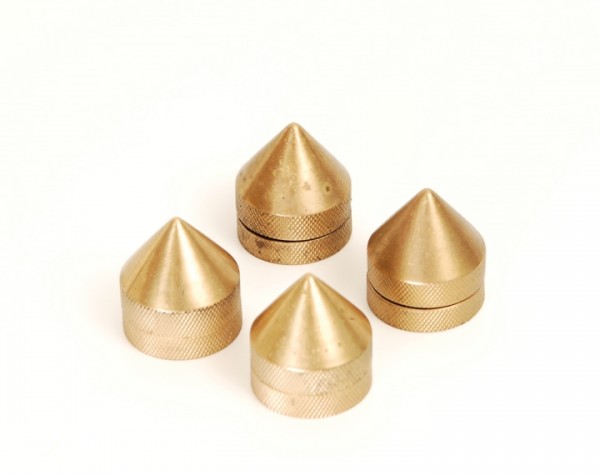 Brass cone feet, set of 4, height-adjustable
