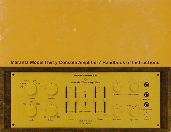 Marantz Model Thirty Console Manual