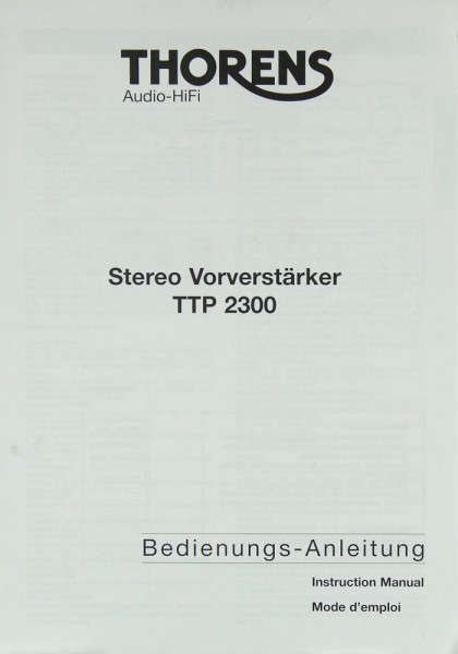 Thorens TTP 2300 Bedienungsanleitung