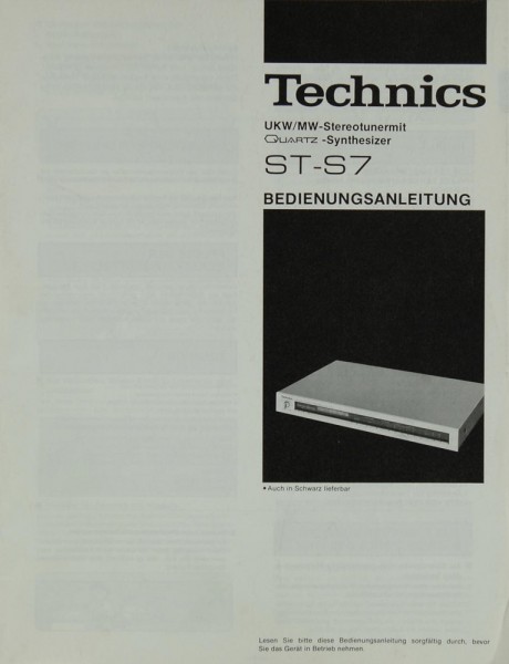 Technics ST-S 7 Manual