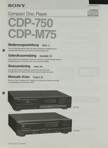 Sony CDP-750 / CDP-M 75 Manual