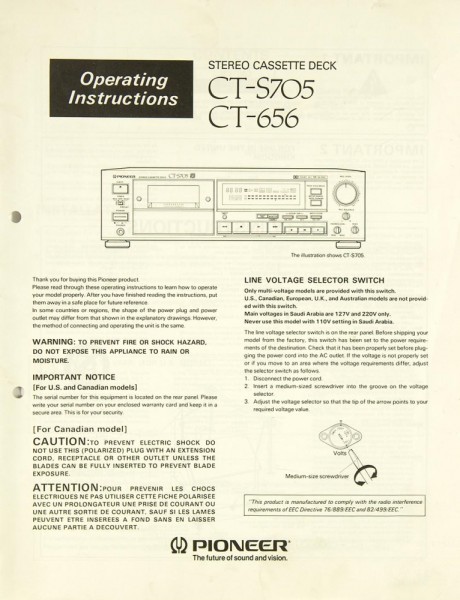 Pioneer CT-S 705 / CT-656 Manual