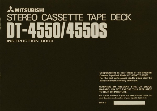 Mitsubishi DT-4550 / 4550 S Instruction Manual