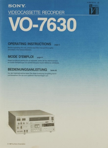 Sony VO-7630 User Manual