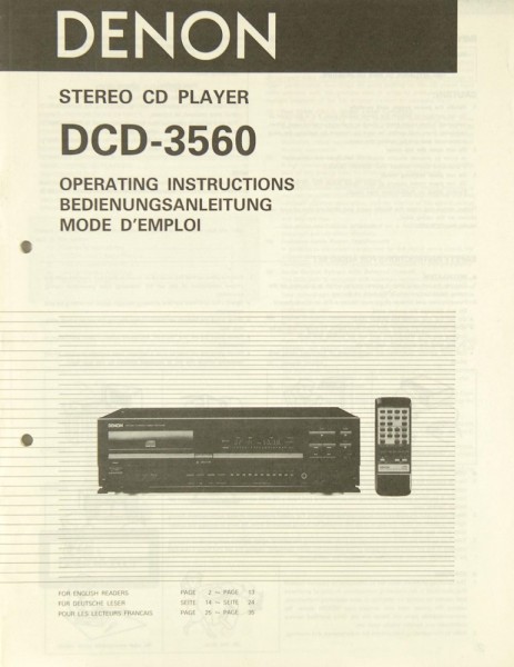 Denon DCD-3560 Bedienungsanleitung