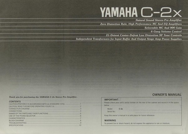 Yamaha C-2 x Bedienungsanleitung