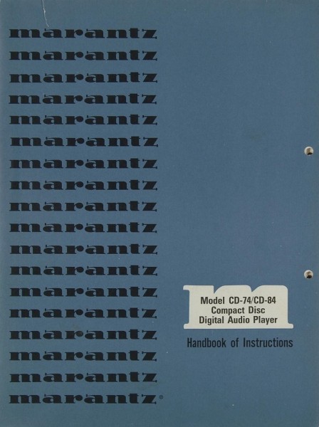 Marantz CD-74 / CD-84 Manual