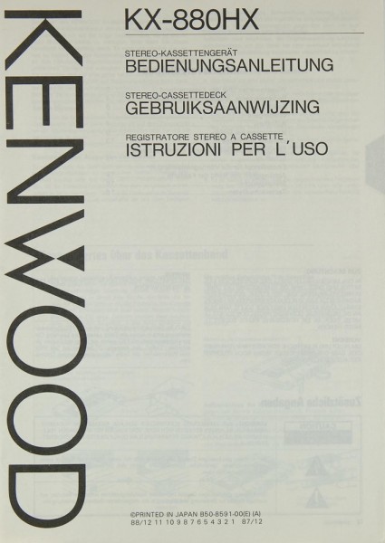 Kenwood KX-880 HX Manual
