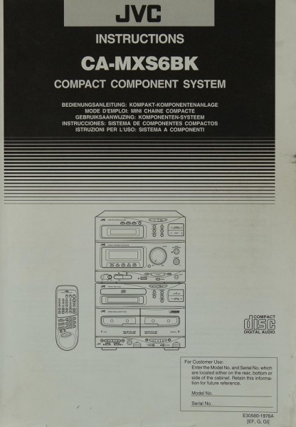 JVC CA-MXS 6 BK Manual