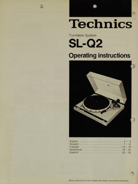 Technics SL-Q 2 Bedienungsanleitung