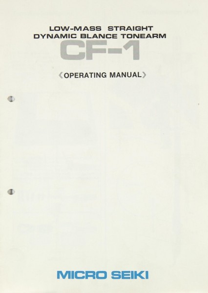 Micro Seiki CF-1 Bedienungsanleitung