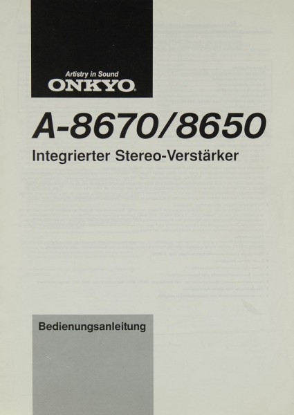 Onkyo A-8670 / 8650 Bedienungsanleitung