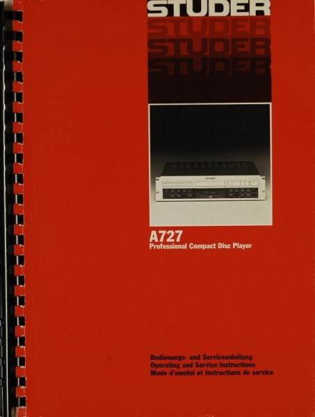Studer A 727 Operating Instructions