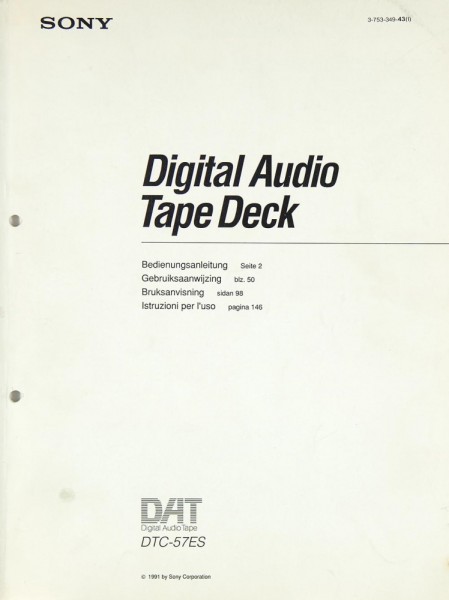Sony DTC-57 ES Owner&#039;s Manual