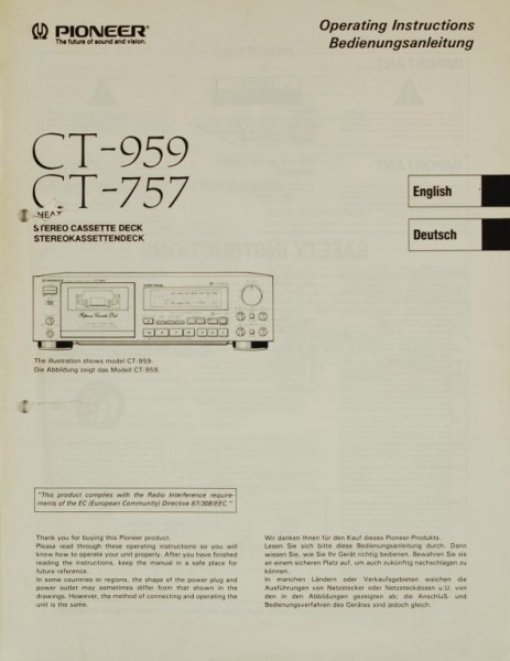 Pioneer CT-959 / CT-757 Bedienungsanleitung