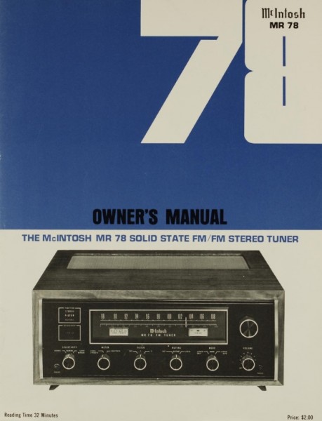 McIntosh MR 78 User Manual