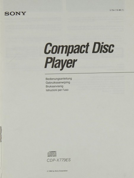 Sony CDP-X 779 ES User Manual