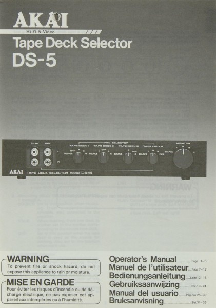 Akai DS-5 Operating Instructions
