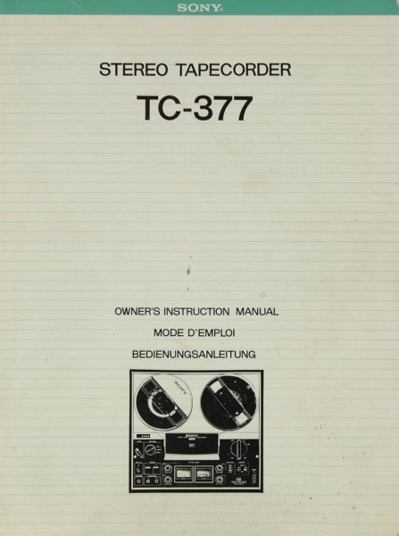 Sony TC-377 User Guide