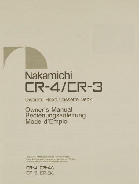 Nakamichi CR-4 / CR-3 Bedienungsanleitung