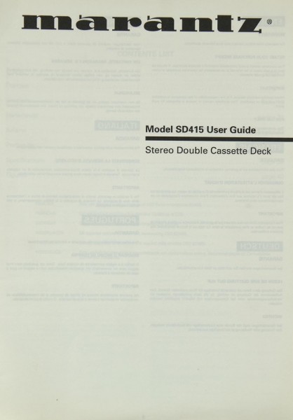 Marantz Model SD 415 Manual