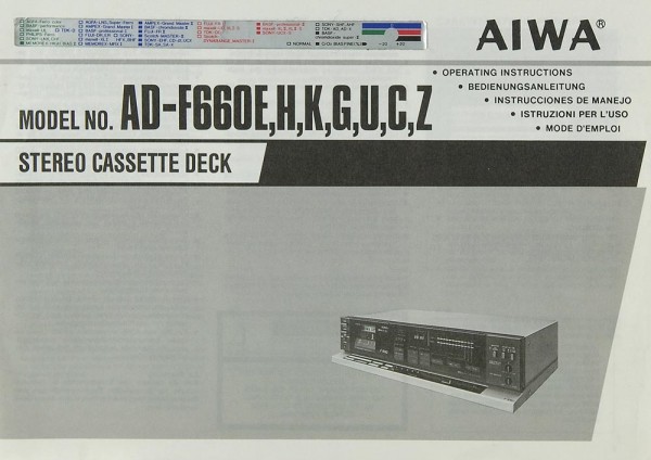 Aiwa AD-F 660 E/H/K/G/U/C/Z Operating Instructions