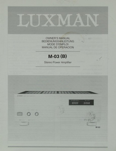 Luxman M-03 Manual