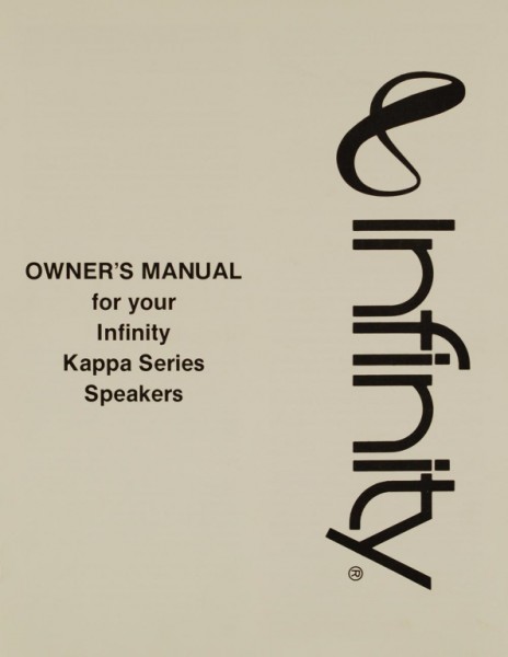Infinity Kappa Series Speakers User Manual