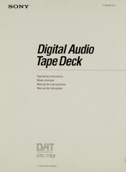 Sony DTC-77 ES User Manual