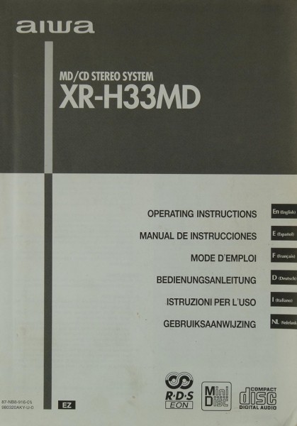Aiwa XR-H 33 MD Manual