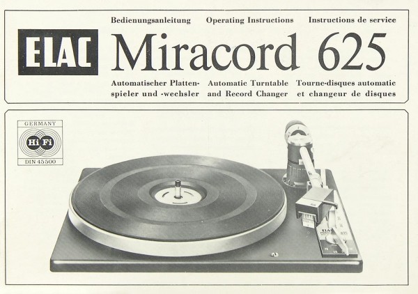 Elac Miracord 625 User Manual