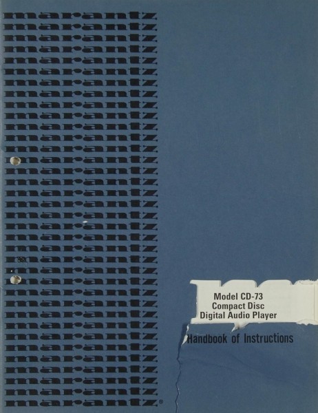 Marantz CD-73 Operating Instructions