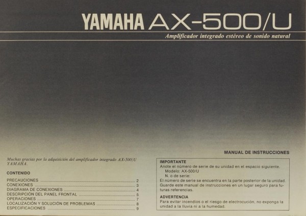 Yamaha AX-500/U Owner&#039;s Manual