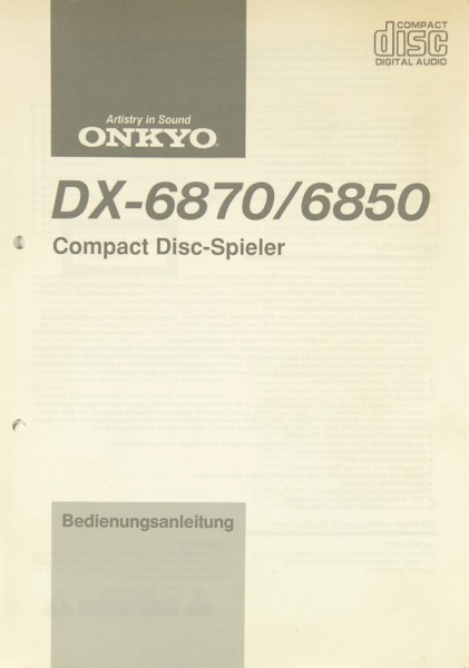 Onkyo DX-6870 / DX-6850 Bedienungsanleitung