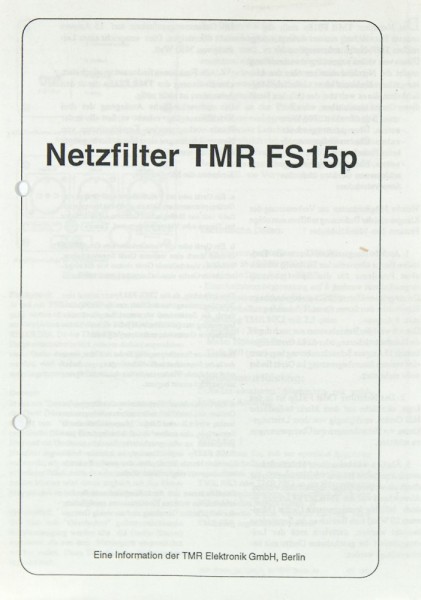 TMR FS 15 p Bedienungsanleitung