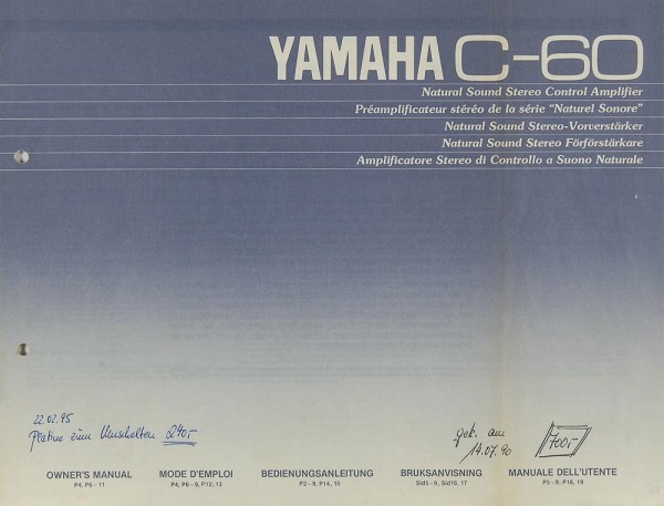 Yamaha C-60 Bedienungsanleitung