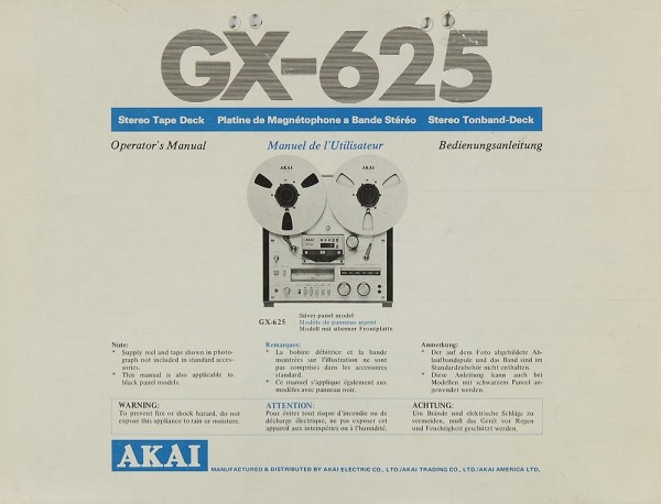 Akai GX-625 Instruction Manual