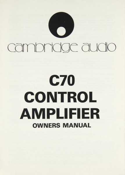 Cambridge C 70 User Manual