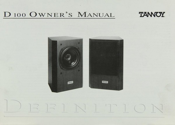 Tannoy D 100 Operating Instructions