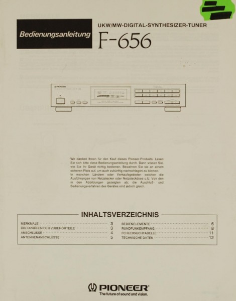 Pioneer F-656 User Manual