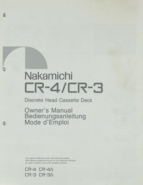 Nakamichi CR-4 / CR-3 Bedienungsanleitung