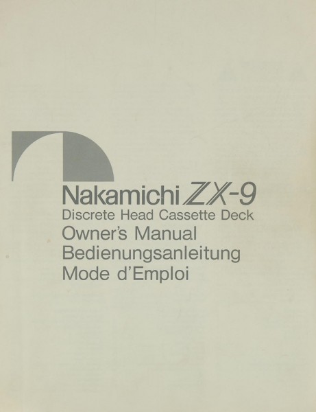 Nakamichi ZX-9 Bedienungsanleitung