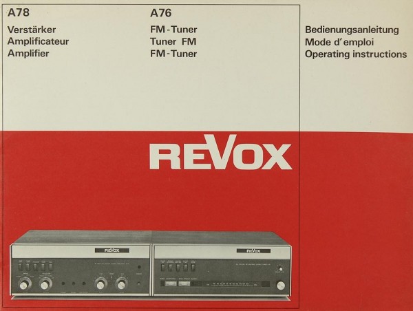 Revox A 78 / A 76 Bedienungsanleitung