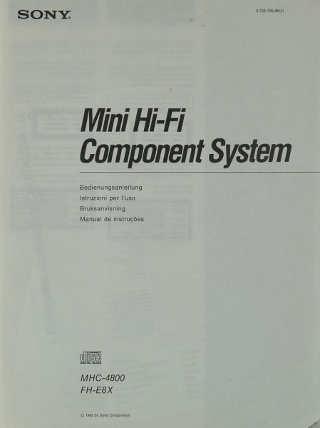 Sony MHC-4800 / FH-E 8 X Manual