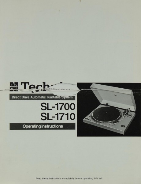 Technics SL-1700 / SL-1710 Manual