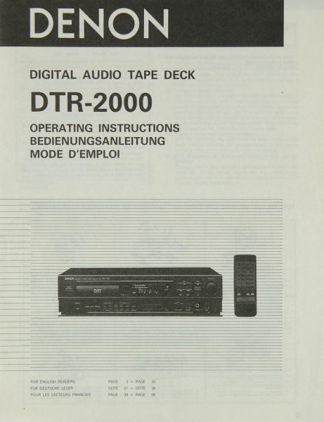 Denon DTR-2000 User Manual