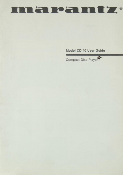 Marantz Model CD 40 Manual