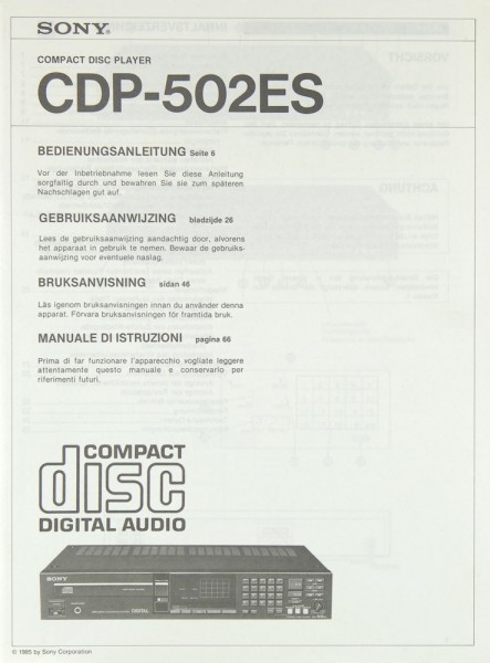 Sony CDP-502 ES Bedienungsanleitung