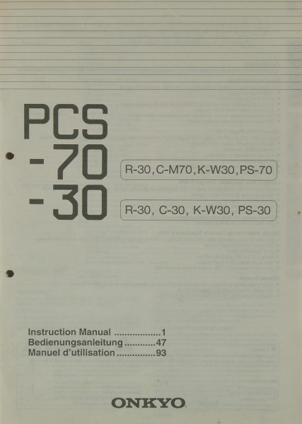 Onkyo PCS-70 / PCS-30 Bedienungsanleitung